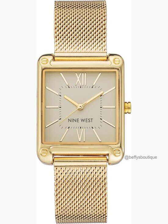 Women\'s Mesh Bracelet Watch Gold-Tone Mineral Crystal Quartz